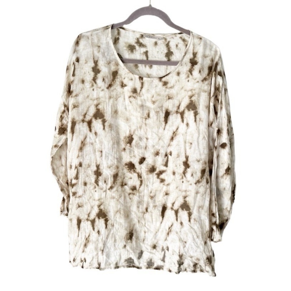 Bohemian 100% Cotton Gauze Space Dyed Lagenlook Top Size Medium Earth Tones Boho